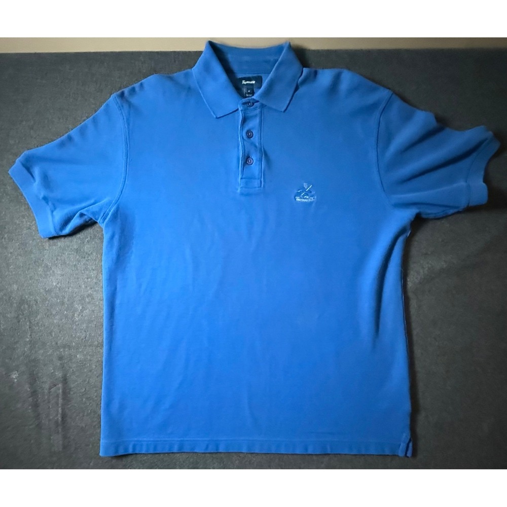 Faconnable Mens Blue Pique Cotton Short Sleeve Polo Shirt Size Medium